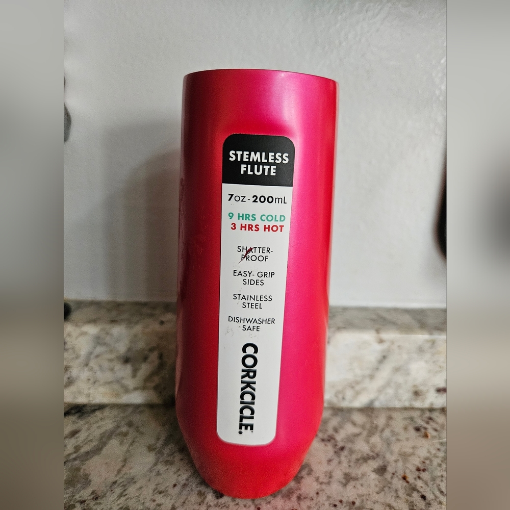 Corkcicle Pink Stemless Flute Tumbler